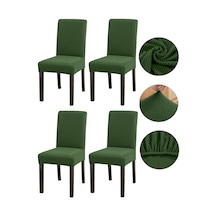 Bambu Nano Kumaş Likralı Lastikli Sandalye Kılıfı Yıkanabilir Esnek Sandalye Örtüsü 4 Lü Set Haki