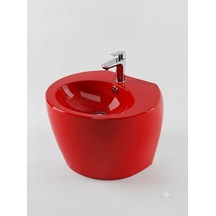 Modern Monoblok Lavabo Kırmızı Parlak Kırmızı