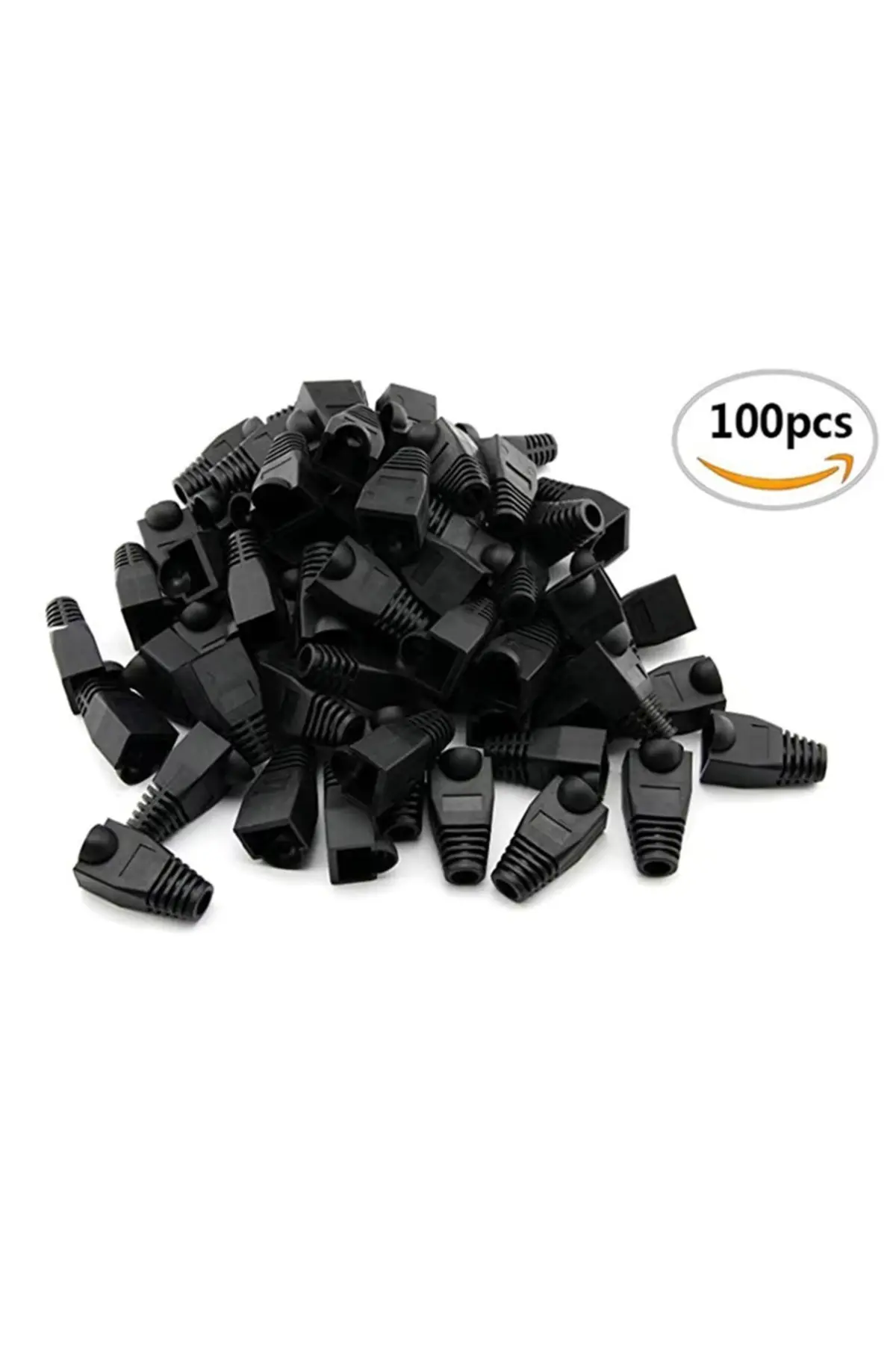100'lü Paket Rj45 Cat6 Cat5e Ethernet Ağ Kablosu Boot Koruma Cover Kılıfı Kablo Konektörü Siyah