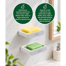 Evonıta 2 Li Duvara Monte Sabunluk Delikli Su Tahliyeli Banyo Duş Mutfak Sabunluk Organizer Beyaz Siyah