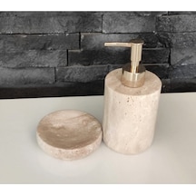 Traverten Doğal Taş 2'li Banyo Seti Beyaz