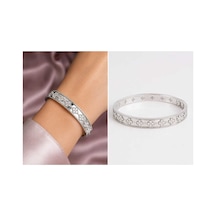 Dolunay Takı Yonca Desenli Silver Çelik Kelepçe Genel Markalar Unisex Çok Renkli