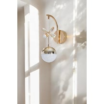 Lzy Avize Store Şık Sarkıt Led Aplik Gold Kristal Taşlı Sarı
