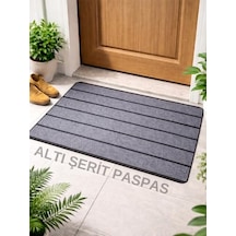 Beylini Şerit Desenli Kapı Önü Paspası Kaymaz Taban Dayanıklı Su Geçirmez Emici Nem Toz Uv Dayanıklı 45x70cm Bordo Açık Bej