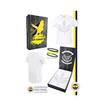 Fenerium Fenerbahçe Palamut Logo Sıfır Yaka Çocuk T-shirt Spor Bileklik Set Ahşap Kutulu Beyaz