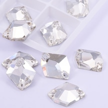 Gymo Premium Kalite Altı Düz Delikli Dikme Kristal Taş Cosmic 8 10mm Crystal 48 Adet
