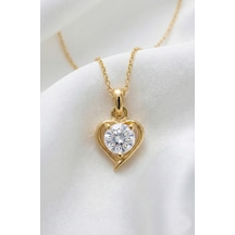 Çekirdekjewelry 925 Ayar Gümüş Altın Kaplama Kalp Modeli Kolye Sarı Beyaz