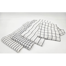 Rinnig Desenli Çay Havlusu 45 X 60 Cm, 4'lü Set Koyu Gri 4 Renk