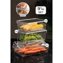 9'lu Kapaklı Buzdolabı Düzenleyici Buzdolabı Içi Düzenleyici Organizer Slim Maxi Mega Şeffaf