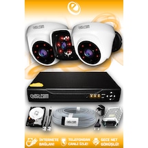 Elitcam 3 Kameralı Panda 2 İç Kamera Set 1 TB HDD Full HD Gece Görüşlü Güvenlik Kamerası Sistemi