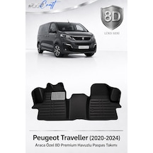 Otocraft Peugeot Traveller 2020-2024 Araca Özel 8d Havuzlu Oto Paspas Takımı Siyah Ön Kabin