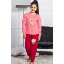 Vienetta Kız Çocuk O Yaka Manşetli Pijama Takım 4027P,3-7 Yaş