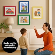 Kids Artwork Frame Changeable Multicolor - Magnetic Door Holds 100 Art Pieces - 8.5x11 Letter Size Display With Mat Or 10x12.5 Without Mat - My Mini Masterpiece Set Of 4 Açık Gri