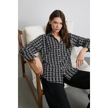 Geometrik Desenli Gömlek Siyah Siyah