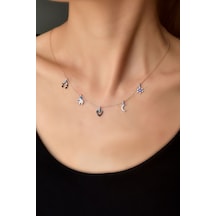 Papatya Silver 925 Ayar Gümüş Rose Kaplama Göz Mineli Zirkon Taşlı Şans Kolye