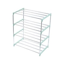 Yeşil 3/4 Katlı Ayakkabı Rafı Montajlı Kolay Kurulum Paslanmaz Çelik Ev Terlik Depolama Rafı Ev İçin 4 Katman Yeşil