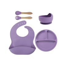 Jianfan Silikon Mama Kabı Bebek Beslenme Takım Gıda Sınıfı Silikon Mor Mor