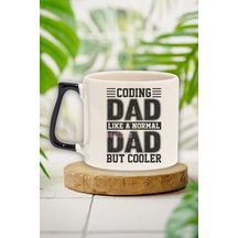 Coding Dad Cooler Baskılı Yazılımcı Doğum Günü Hediye Siyah Kulplu Kupa Bardak Siyah