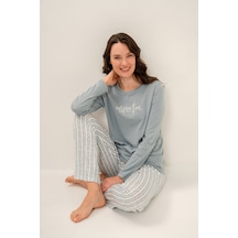 Arnetta Kadın Dream Create Love Yeşil Uzun Kol Pijama Takım Ar3778-s-v1 Ar3778-s-v1