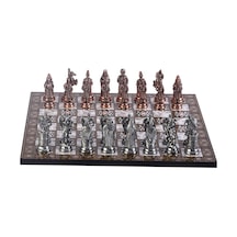 Büyük Boy Metal Osmanlı Bizans Satranç Takımı Antik Ve Sedef Dese