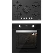 Silverline BO6502B02 - CS5365B01 Siyah Cam Ankastre Set