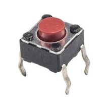 6x6x5mm 4 Pinli Kırmızı Push Buton - Tact Switch