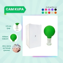 Silikon Vakumlu Cam Yüz Masaj Kupası No:2 Açık Yeşil Çok Renkli