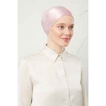 Melodi Scarf Kadın Tesettür Bağlamalı Saten Bone Pudra Pudra
