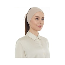 Melodi Scarf Kadın Tesettür Dikişsiz Silikonlu Kaymaz Bandana Spor Bone Krem Krem-krem Krem