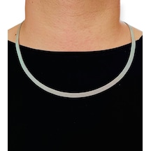 Silver-hasır-yassı Yüksek Kalite Paslanmaz Çelik Kolye 65 Cm