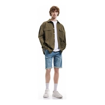 Koton Katlamalı Paça Bermuda Slim Fit Denim Şort Orta İndigo 5sam40003ıd İndigo