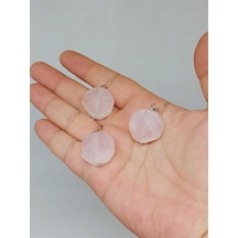 Pembe Kuvars Taşı Sekizgen Kolye Ucu 51944 Çok REnkli