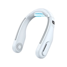 2024 Dijital Ekran Soğutma Boyun Asılı Fan Taşınabilir Tembel Yaz Sessiz Az White With Display Beyaz