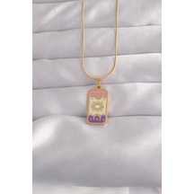 316l Çelik Gold Renk Karışık Mineli Ay Figür Tarot Kolye Çok Renkli