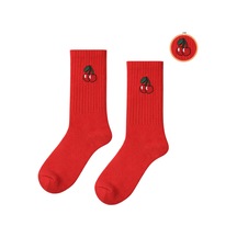 Carnaval Socks Unisex Kırmızı Kiraz Nakışlı Spor Çorap Çok Renkli
