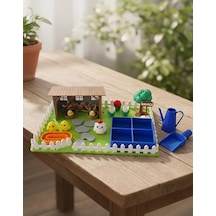 Kutpia Mini Bahçe Çocuk Oyun Ve Eğitim Seti 25x19cm - Sevimli Tavuklar Mavi