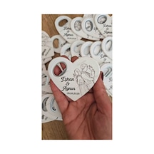 Kişiye Özel Kalp Şekilli Açacaklı Magnet 10 Lu Set Fotoğraflı İsimli Uv Baskılı Düğün Nişan Hediyelik