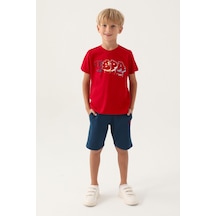 U.S. Polo Assn. U.s. Polo Assn Lisanslı Graphic Written Kırmızı Erkek Çocuk Bermuda Takım 5274-43362 Kırmızı
