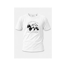 North Whiskers Nature Is Calling Ayı Silüetli Unisex %100 Pamuklu Lacivert Outdoor Tişört Beyaz - 875140162 Beyaz - 875140162 Beyaz