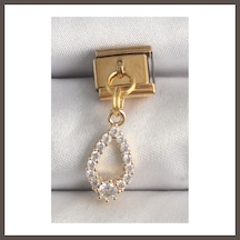 Bezos 316l Çelik Gold Renk Sallantı Zirkon Taşlı Damla Model Nomination Charm Nxrlvng