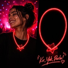 Fosforlu Yıldız Parti Kolyesi Neon Işıklı Kolye Kırmızı Renk