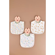 E&f Store Erkek Bebek 3'lü Sıvı Geçirmez Mama Önlüğü Seti - Model 3 Çok Renkli