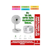 Ultra Sessiz 3 Kademeli Hafif Kablosuz 1200mah Pervane Taşınabilir Usb Şarjlı Masa El Fan Vantilatör