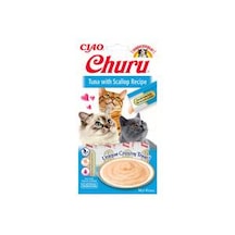 Ciao Churu Cream Ton Balıklı ve Deniz Taraklı Kedi Ödül Kreması 4 x 14 G