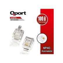 Qport Q-K6P4C Rj11 Telefon Soketi 100 Lü Paket