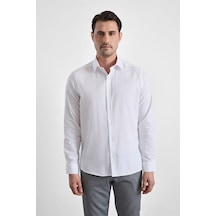 Süvari Beyaz Slim Klasik Yaka Düz Casual Gömlek Gm1008400350-bey
