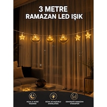 Mey İthalat 3 Metre Ramazan Led Saçak Işık Ev İçi Dekoratif Aydınlatma Renkli