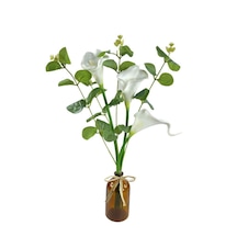 Şişede Okaliptuslu Gala Çiçeği 3 Adet Gala Çiçeği Yapay Çiçek