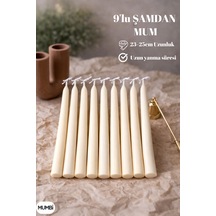 9 Lu Şamdan Mum Seti 23 25 Cm Dekoratif Uzun Mum Beyaz
