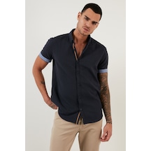 Buratti Pamuklu Slim Fit Düğmeli Yaka Kısa Kollu Erkek Gömlek Cf21S112546 Lacivert Buratti Pamuklu Slim Fit Düğmeli Yaka Kısa Kollu Erkek Gömlek Cf21S112546 Lacivert